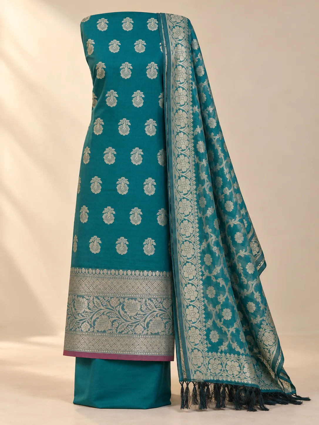 Teal Silver Paisley Suit