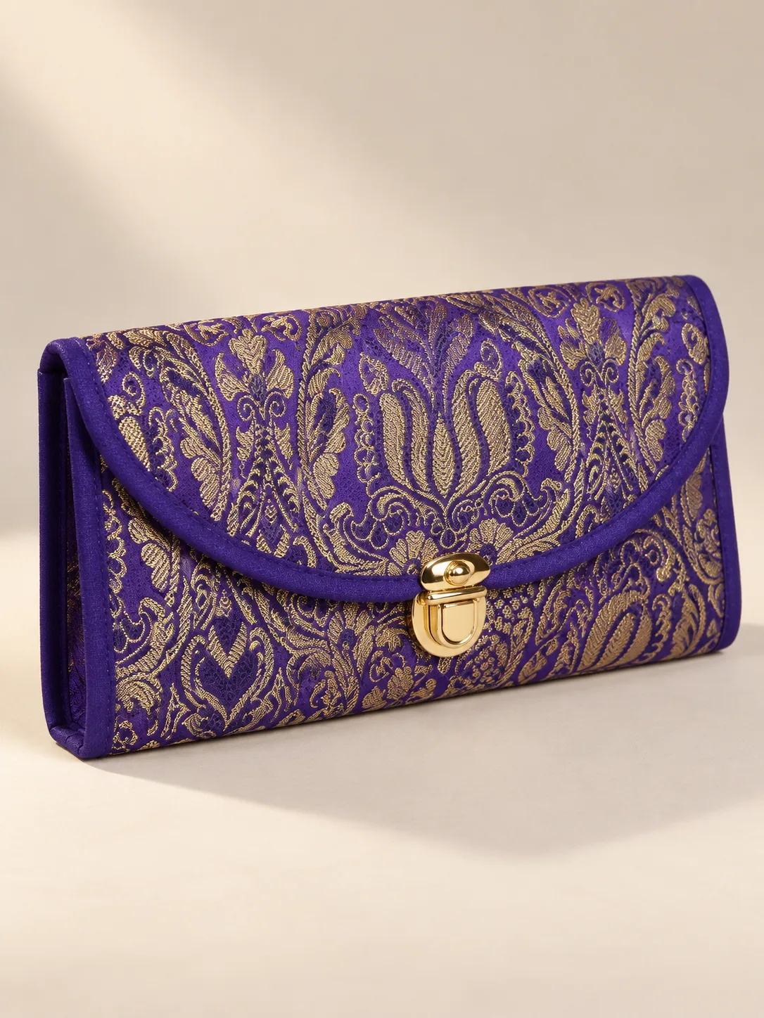 Purple and Gold Floral Silk Purse