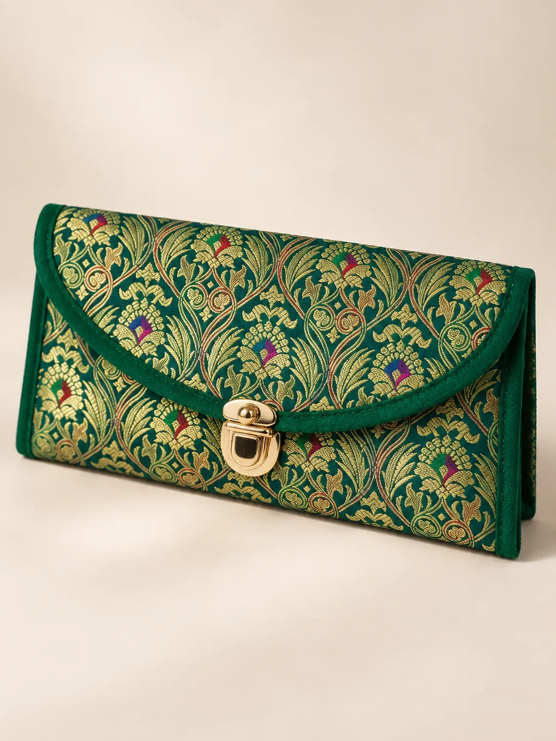 Green and Gold Jaal Silk Purse